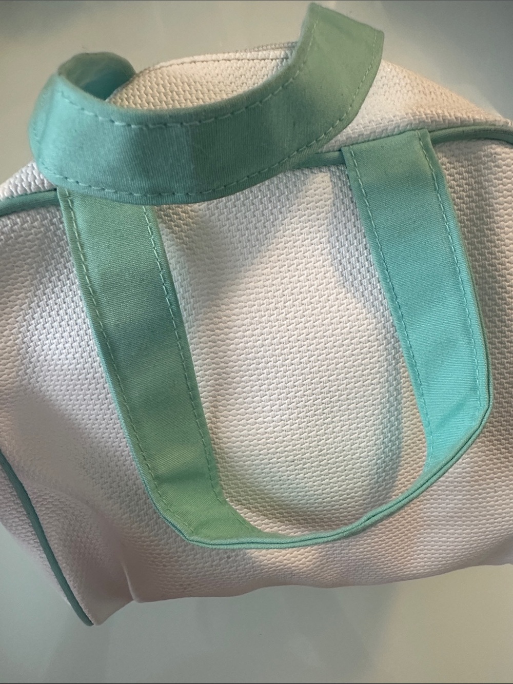 Estee Lauder White Tote with Mint Green Trim